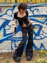 Pantalones vaqueros Streamer con bolsillo y cremallera de pierna ancha